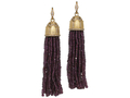 18kt yellow gold Tassel earring with garnet beads and 1.3 cts diamonds. Available in white, yellow, or rose gold.
